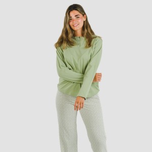Pijama largo algodón Michelle verde caceria 2