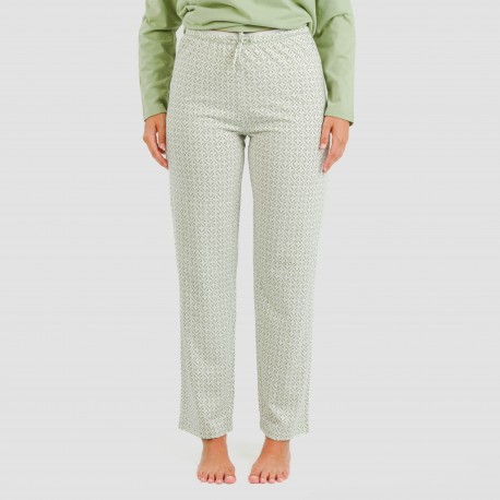 Pijama largo algodón Michelle verde caceria