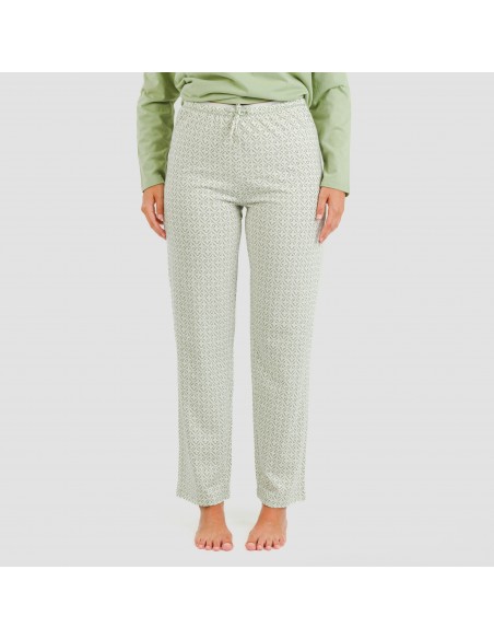 Pijama largo algodón Michelle verde caceria Pijama largo algodón Michelle verde caceria