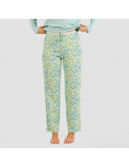 Pijama largo algodón Zafra verde azulado