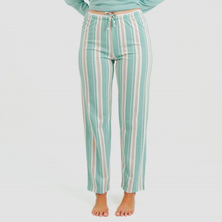 Pijama largo algodón Raya Galda verde