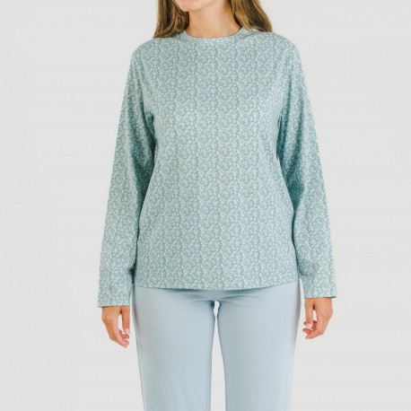 Pijama largo algodón Cris celeste