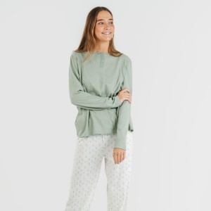 Pijama largo algodón Varga verde