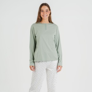 Pijama largo algodón Varga verde 2