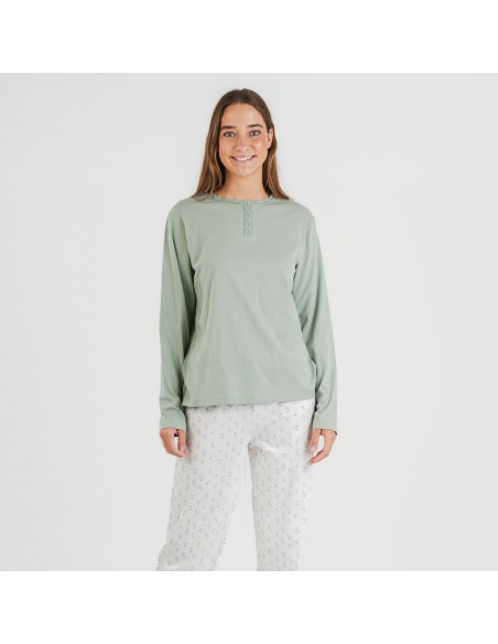Pijama largo algodón Varga verde Pijama largo algodón Varga verde