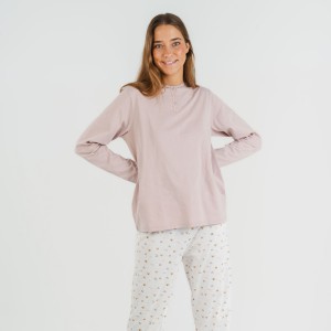 Pijama largo algodón Isita malva