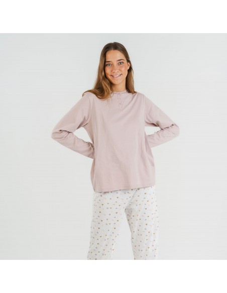 Pijama largo algodón Isita malva Pijama largo algodón Isita malva