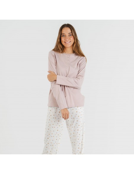 Pijama largo algodón Isita malva Pijama largo algodón Isita malva