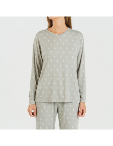 Pijama largo mujer soft Baby verde caceria Pijama largo mujer soft Baby verde caceria