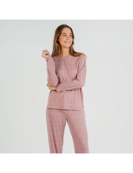 Pijama largo mujer soft Lolenda malva rosa Pijama largo mujer soft Lolenda malva rosa