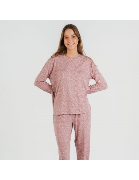 Pijama largo mujer soft Lolenda malva rosa Pijama largo mujer soft Lolenda malva rosa