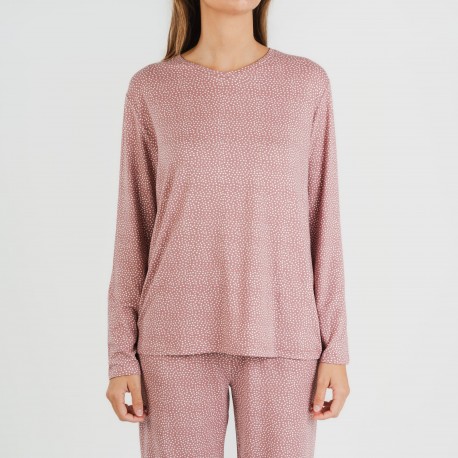 Pijama largo mujer soft Lolenda malva rosa