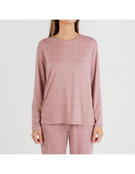 Pijama largo mujer soft Lolenda malva rosa Pijama largo mujer soft Lolenda malva rosa