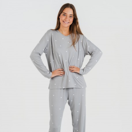 Pijama largo mujer soft Choer gris