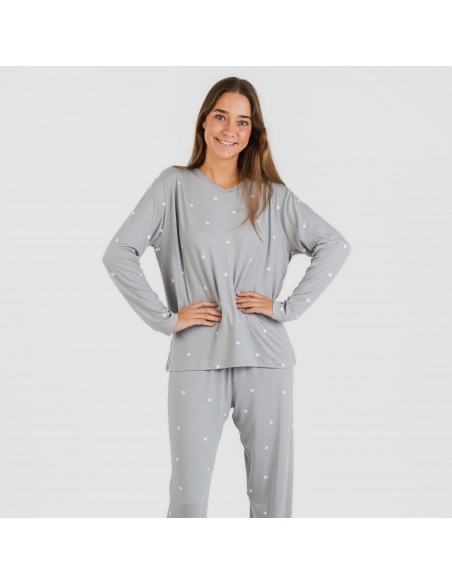 Pijama largo mujer soft Choer gris Pijama largo mujer soft Choer gris