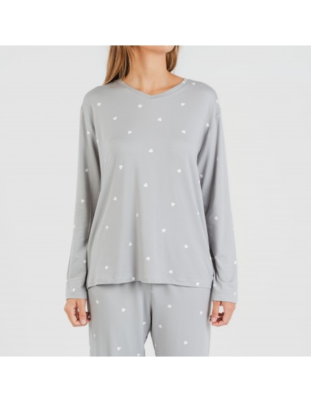 Pijama largo mujer soft Choer gris Pijama largo mujer soft Choer gris