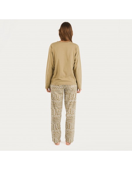 Pijama largo algodón Vinuesa arena Pijama largo algodón Vinuesa arena