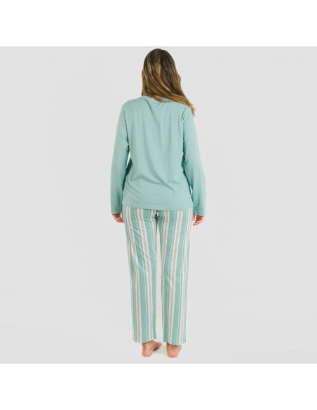 Pijama largo algodón Raya Galda verde Pijama largo algodón Raya Galda verde