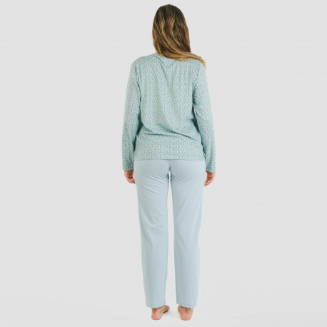 Pijama largo algodón Cris celeste