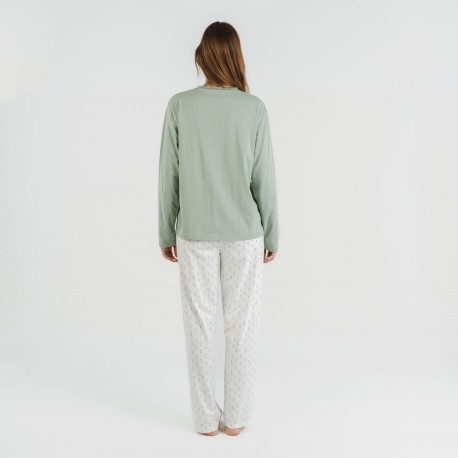 Pijama largo algodón Varga verde