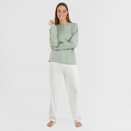 Pijama largo algodón Varga verde