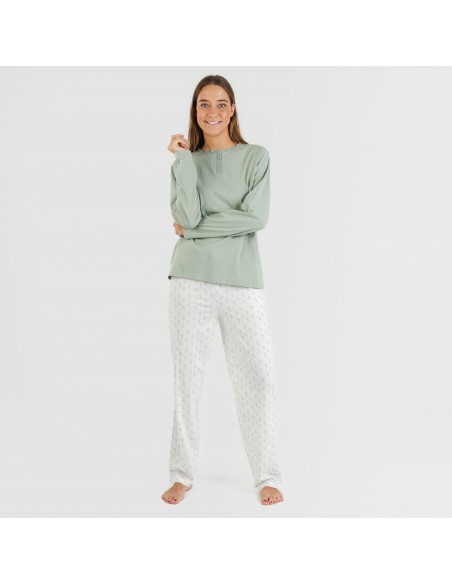 Pijama largo algodón Varga verde Pijama largo algodón Varga verde