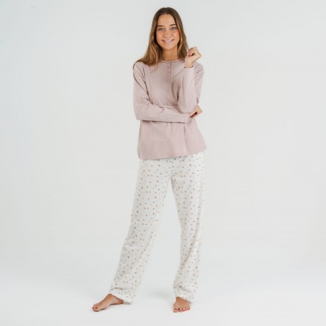 Pijama largo algodón Isita malva