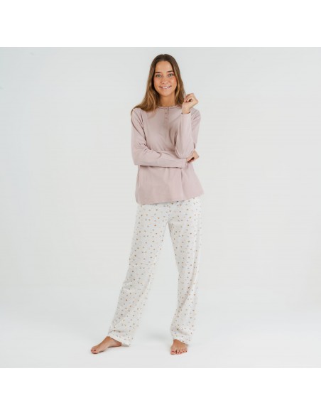 Pijama largo algodón Isita malva Pijama largo algodón Isita malva