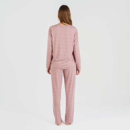 Pijama largo mujer soft Lolenda malva rosa