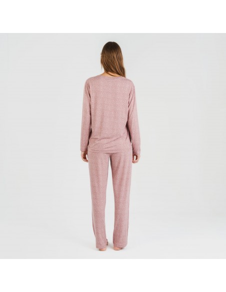 Pijama largo mujer soft Lolenda malva rosa Pijama largo mujer soft Lolenda malva rosa