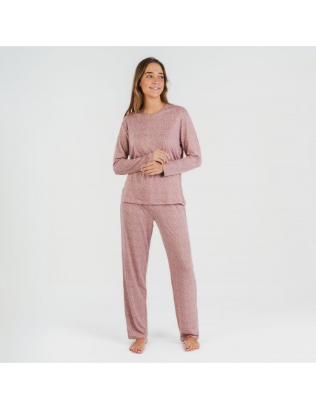 Pijama largo mujer soft Lolenda malva rosa Pijama largo mujer soft Lolenda malva rosa
