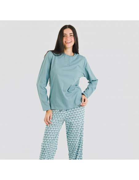 Pijama largo algodón Alino indigo Pijama largo algodón Alino indigo
