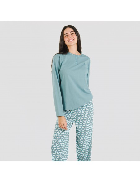 Pijama largo algodón Alino indigo Pijama largo algodón Alino indigo