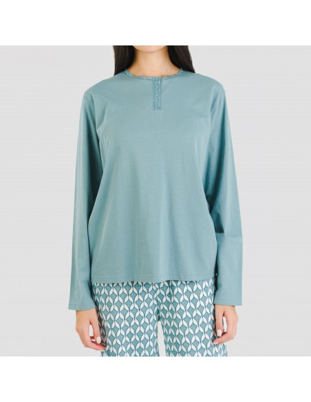 Pijama largo algodón Alino indigo Pijama largo algodón Alino indigo