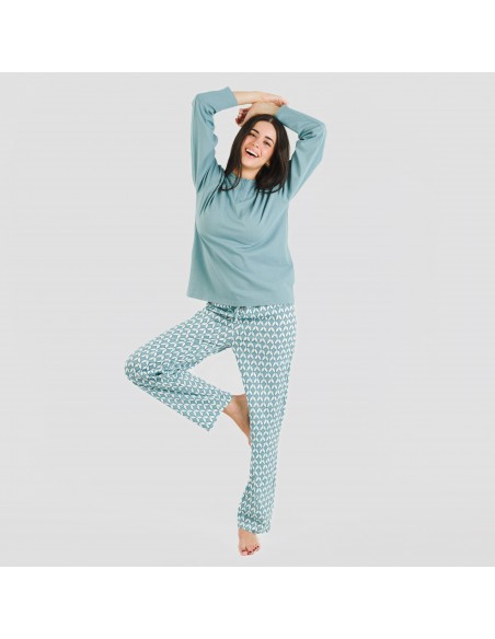 Pijama largo algodón Alino indigo Pijama largo algodón Alino indigo