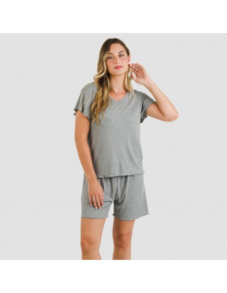 Pijama corto de manga corta mujer canale viscosa liso