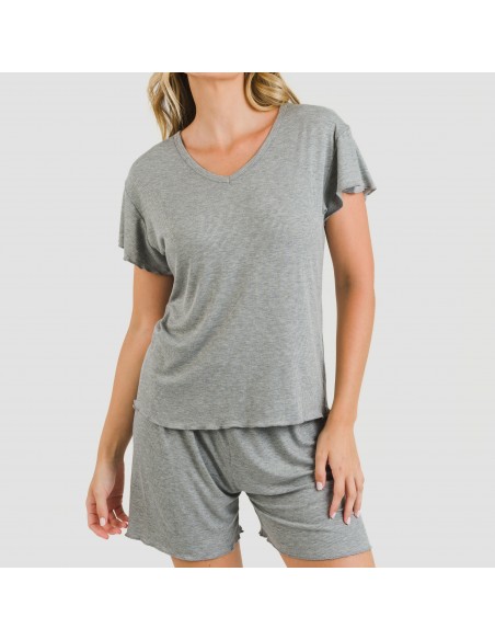 Pijama corto de manga corta mujer canale viscosa liso