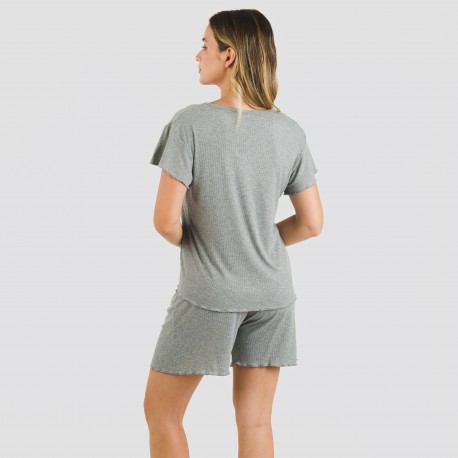 Pijama corto de manga corta mujer canale viscosa liso