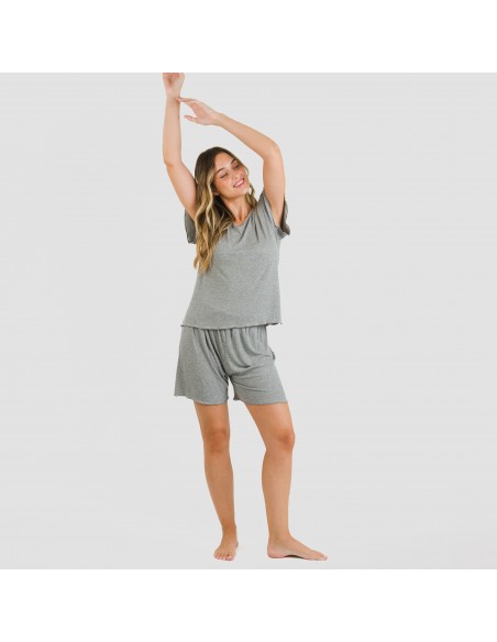 Pijama corto de manga corta mujer canale viscosa liso
