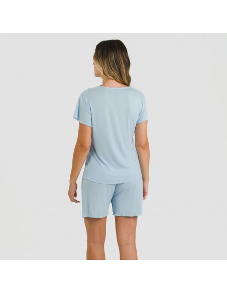 Pijama corto de manga corta mujer canale viscosa liso