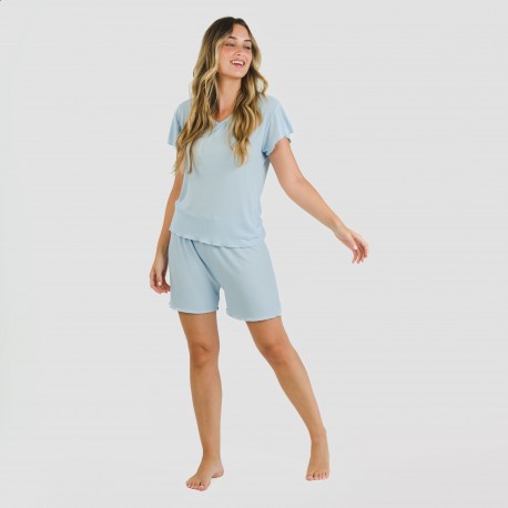 Pijama corto de manga corta mujer canale viscosa liso