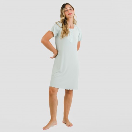 Blusón manga corta canalé viscosa liso