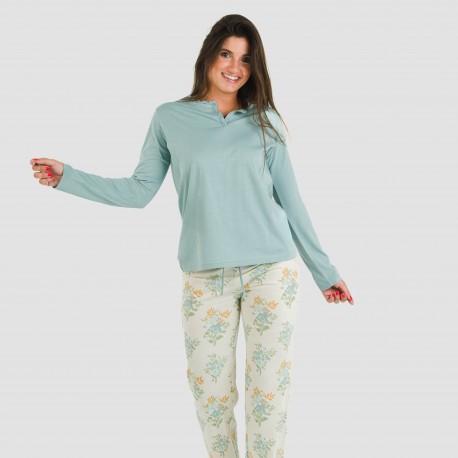 Pijama largo algodón Lete indigo