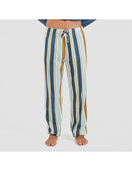 Pijama largo algodón hombre Raya Cap azul Pijama largo algodón hombre Raya Cap azul