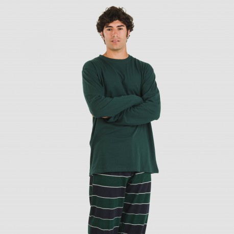 Pijama largo algodón hombre Lorenzo verde