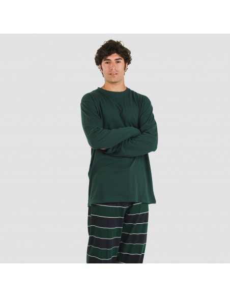 Pijama largo algodón hombre Lorenzo verde Pijama largo algodón hombre Lorenzo verde