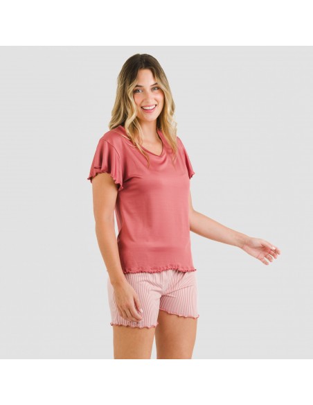 Pijama manga corta mujer soft Raya Aliena marsala Pijama manga corta mujer soft Raya Aliena marsala