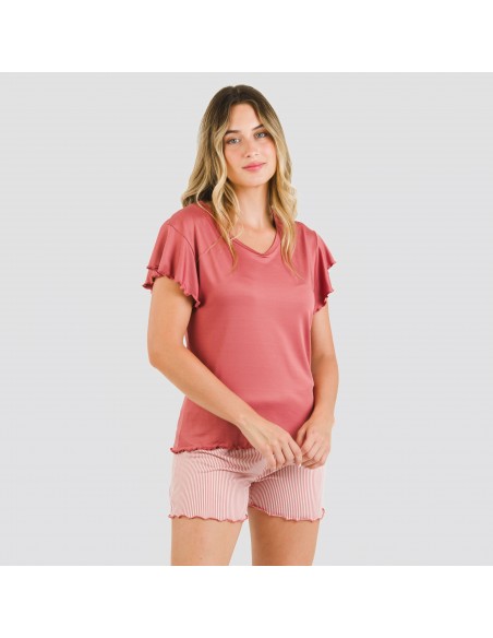 Pijama manga corta mujer soft Raya Aliena marsala Pijama manga corta mujer soft Raya Aliena marsala