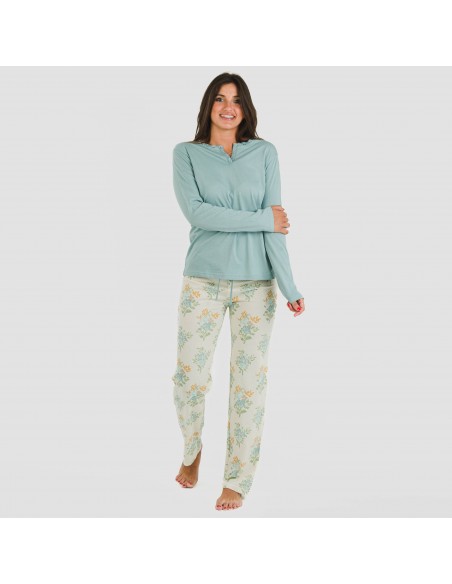 Pijama largo algodón Lete indigo Pijama largo algodón Lete indigo
