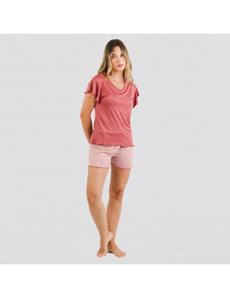 Pijama manga corta mujer soft Raya Aliena marsala Pijama manga corta mujer soft Raya Aliena marsala